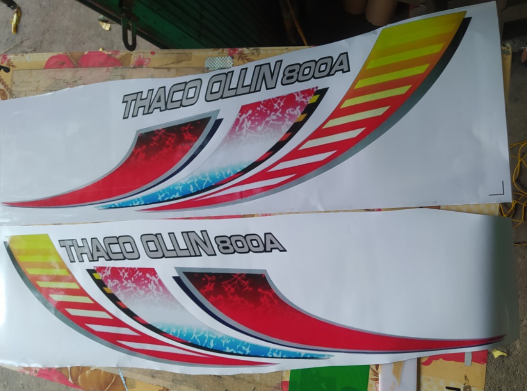 Tem decal dán cánh cửa, tem trang trí xe tải thaco onlin 800a