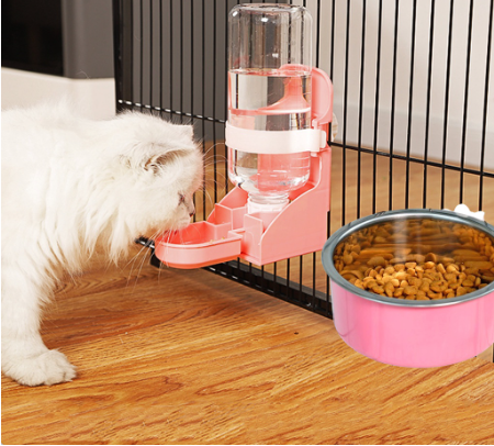 Bình Nước Gắn Chuồng Cho Chó Mèo Tự Động, Bát Ăn Chó Mèo Thỏ Thú Cưng Gắn Lồng 2 Chiều Trong Ngoài 500ml