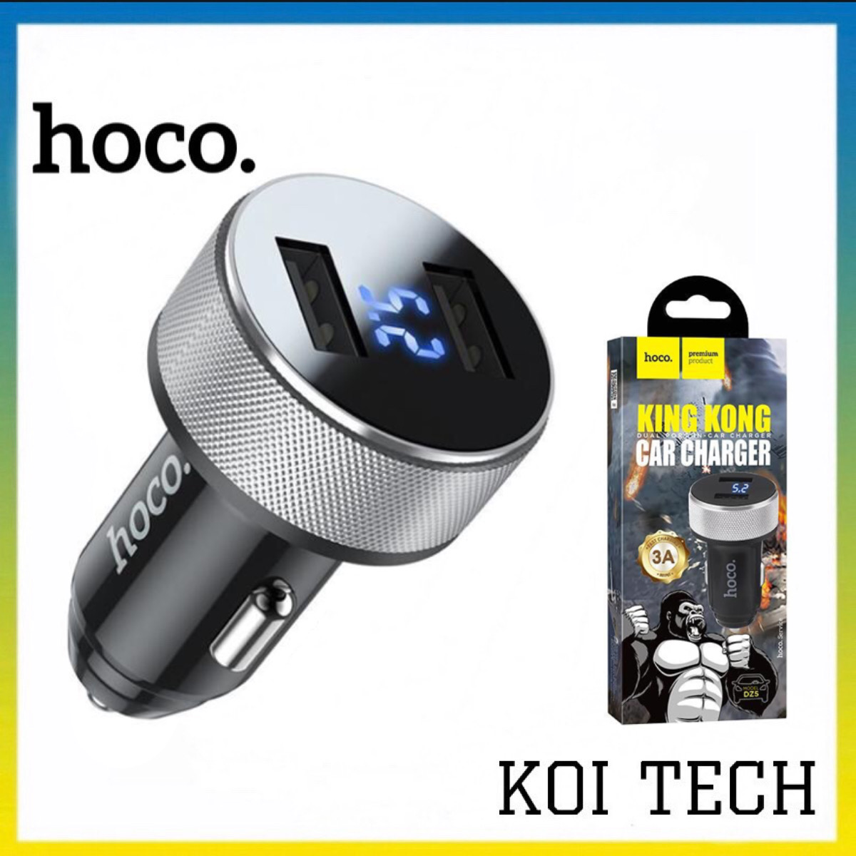 Tẩu sạc oto xe hơi Hoco DF5 2 cổng sạc usb - cốc sạc nhanh trên ô tô cao cấp - KOITECH