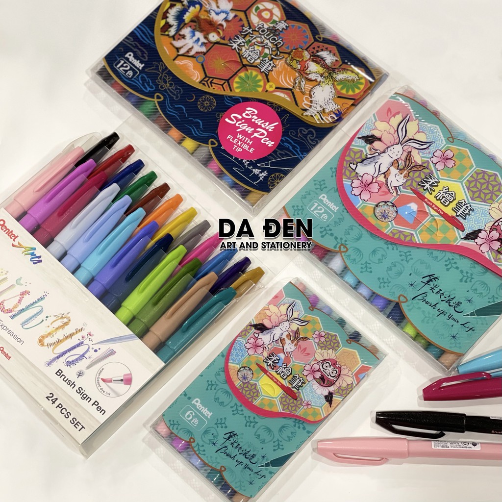 [HCM]Bộ 6/12/24 Bút Pentel Touch Brush Pen