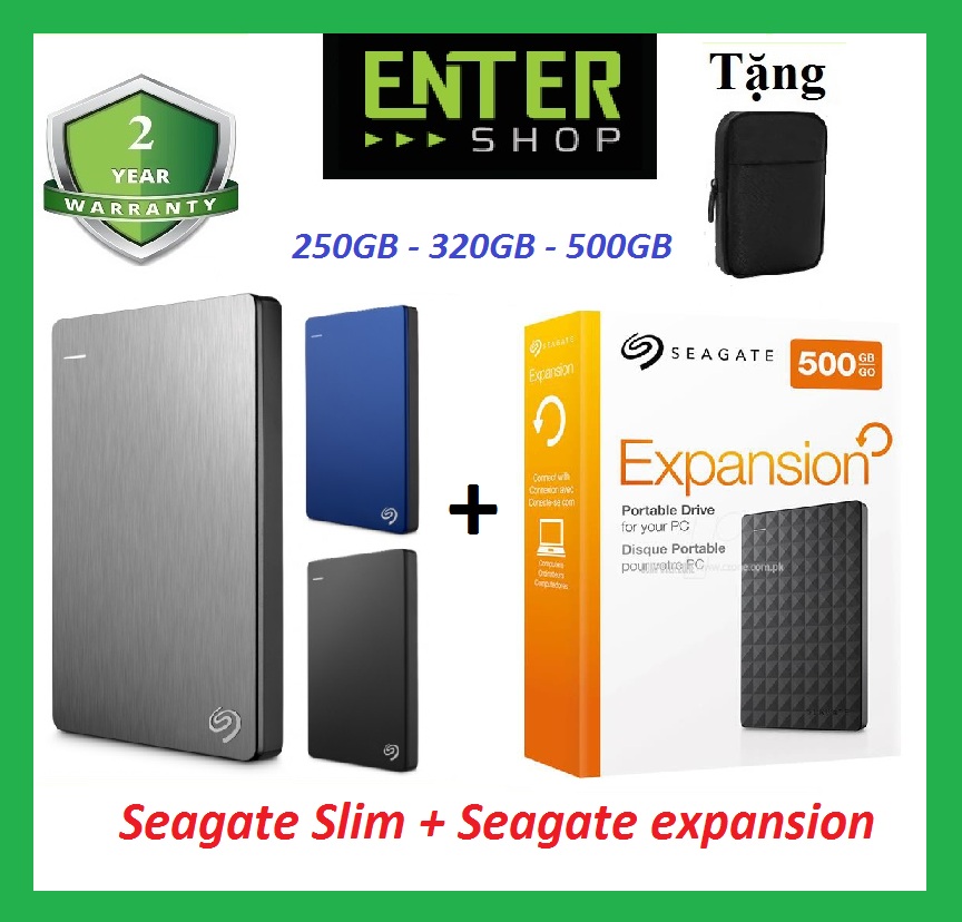 Ổ cứng di động Seagate slim - expansion, 250GB đến 1TB, USB 3.0 tặng túi đựng ổ cứng