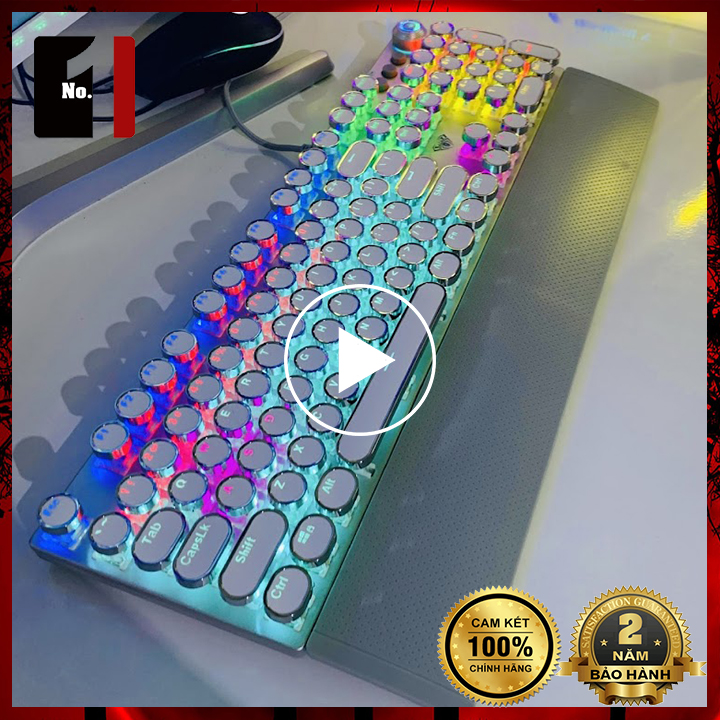 Bàn phím cơ keycap xuyên led gaming màu trắng aula f2088 nút tròn led rgb bàn phím máy tính laptop pc chơi game có dây