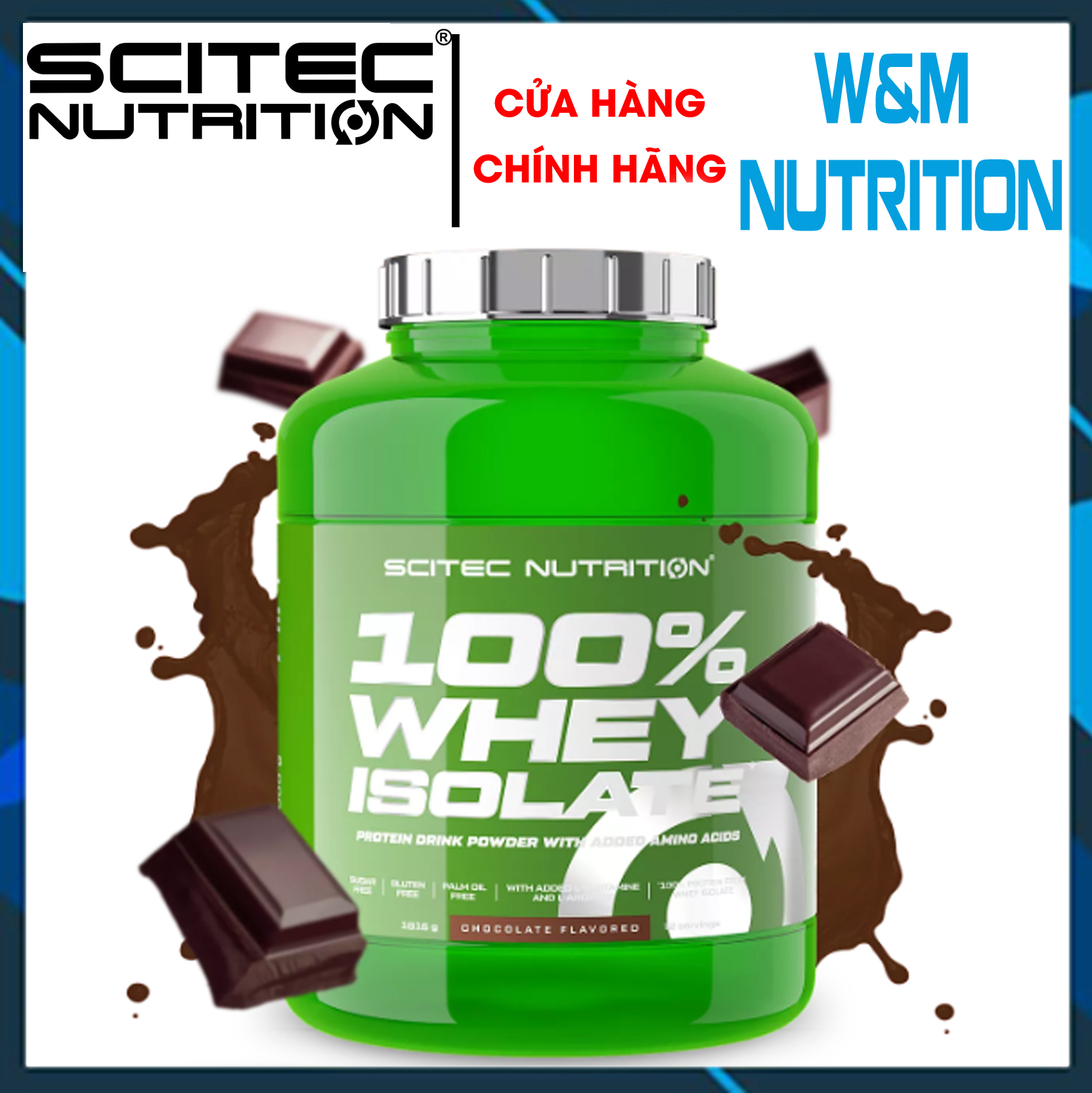 Scitec Whey Isolate 1816g - 21g Protein Mỗi Lần Dùng vị Vani, Bổ Sung Glutamine & Arginine