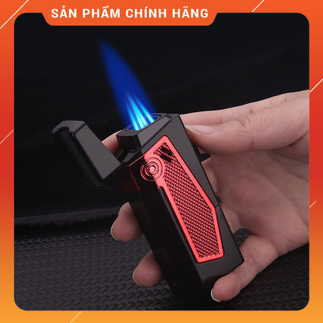 Hộp Quẹt Bật Lửa Gas Honest BCZ-769 Khò 4 Tia Cực Mạnh Kiêm Kệ Kê Xi.g.a- Nhiều Màu