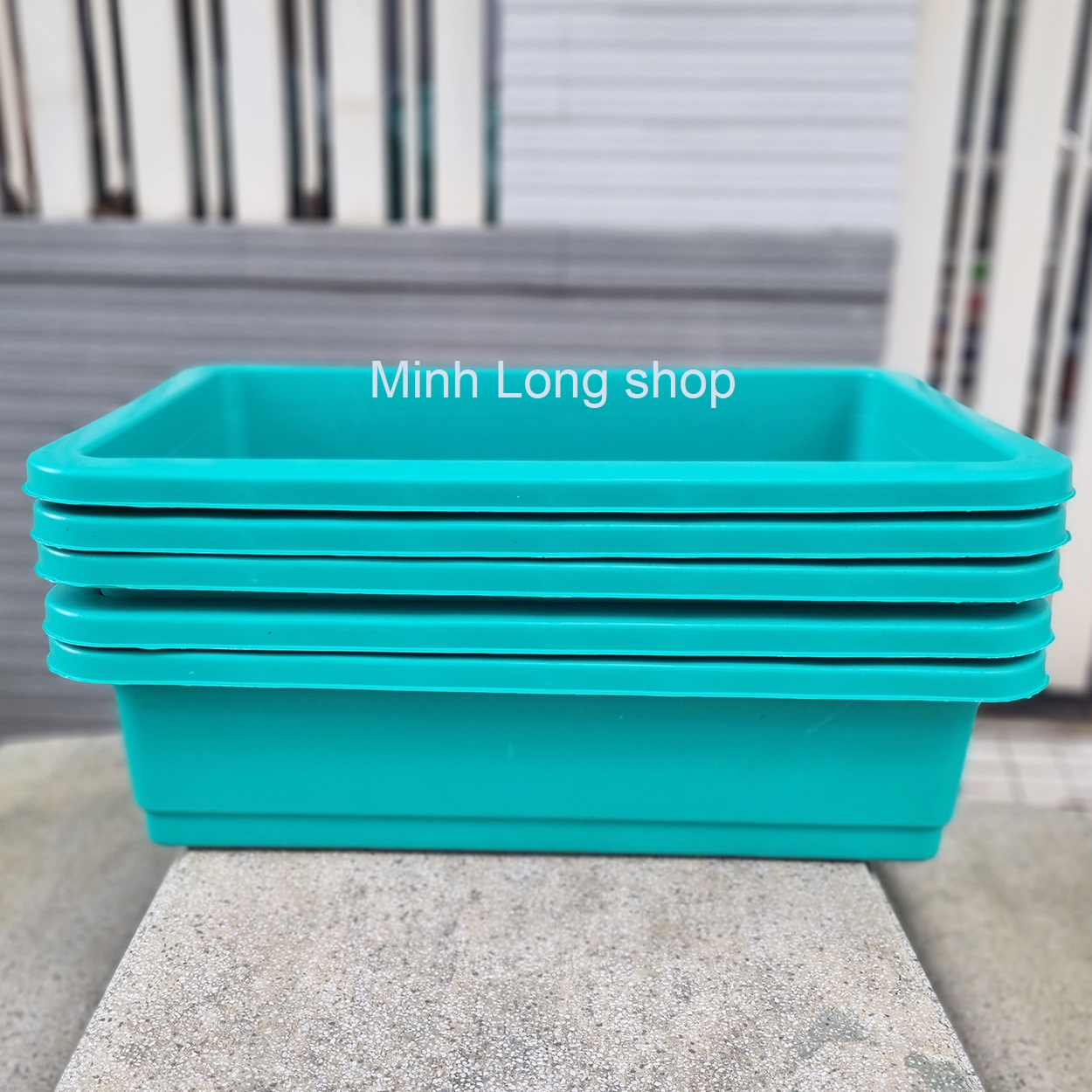 Bộ 05 chậu nhựa dày trồng rau sạch có lưới lót size lớn 65x42x16cm