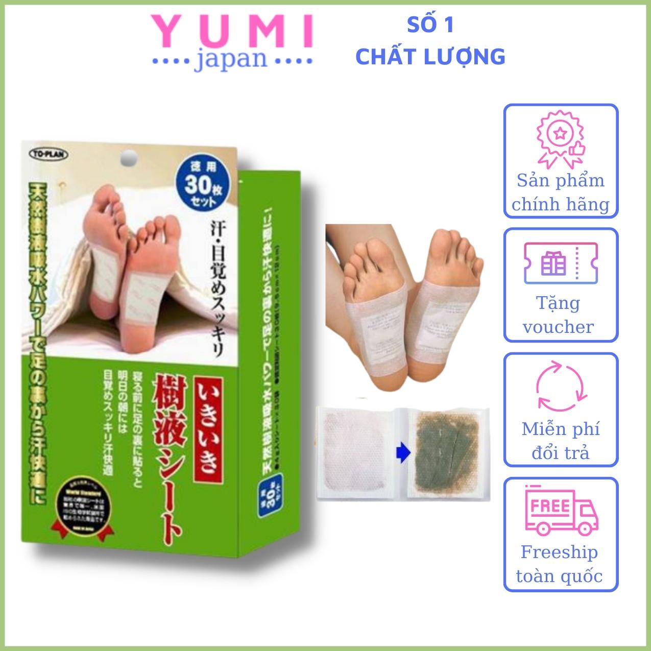 Miếng dán thải độc nhật bản kenko to-plan, kk01 yumi japan, đào thải độc tố & các chất dư thừa ra ngoài qua lòng bàn chân, 30 tấm / hộp