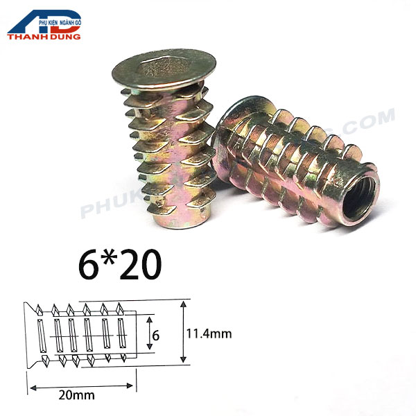 Ốc cấy gỗ có vành m6x20