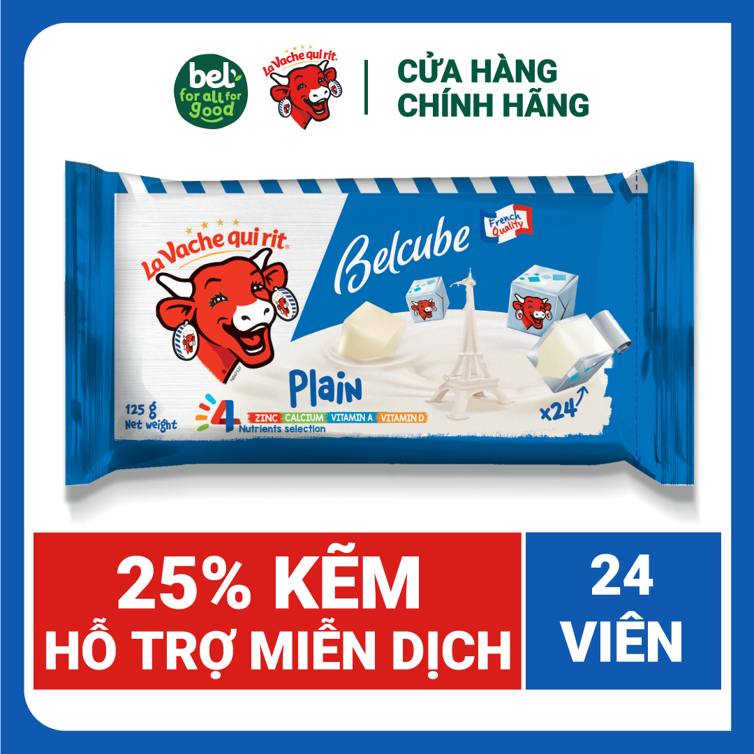 [CHỈ GIAO HCM] Phô mai vuông Belcube Loại 24 viên (125g) - Vị truyền thống (chất lượng chuẩn Pháp cao cấp)