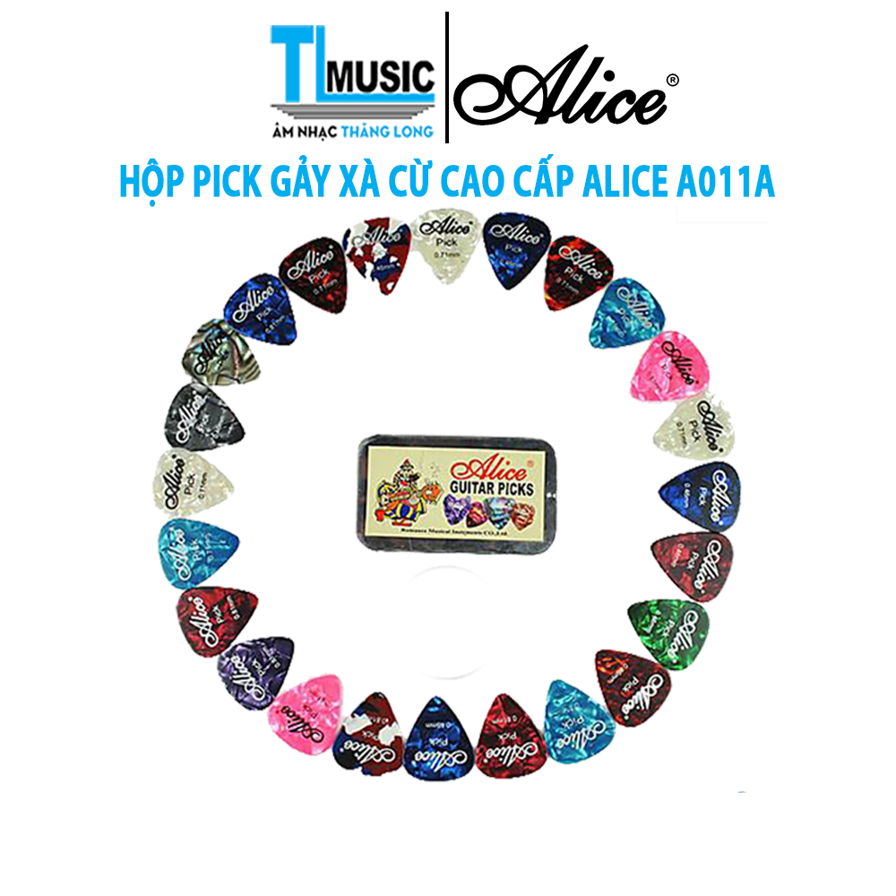 Chính hãng Alice A011A  - Hộp 24 Pick Gảy Guitar, Ukulele Xá Cừ Cao Cấp - Thăng Long Music