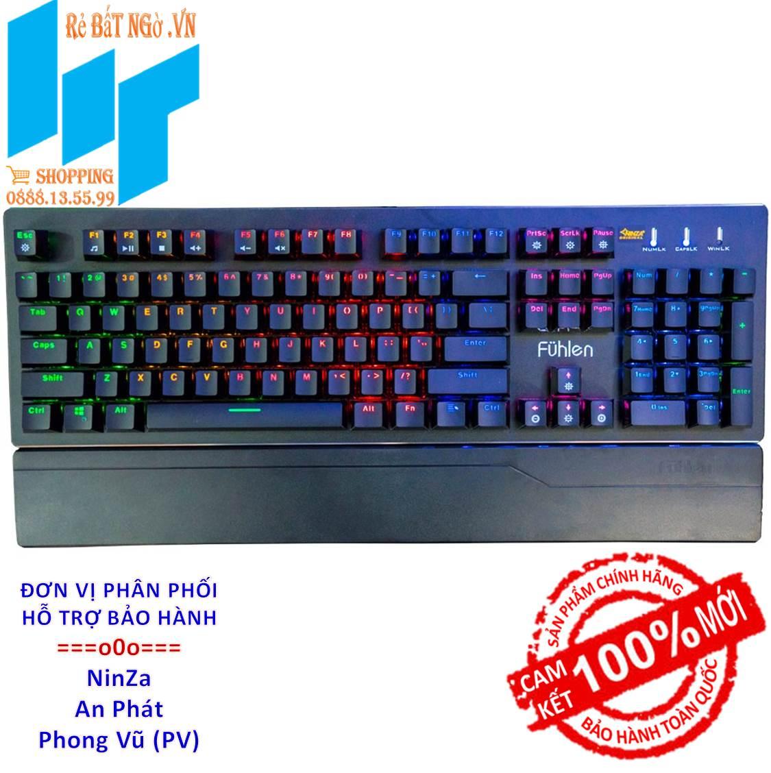 Bàn phím cơ fuhlen eraser kailh blue switch - led 7 màu