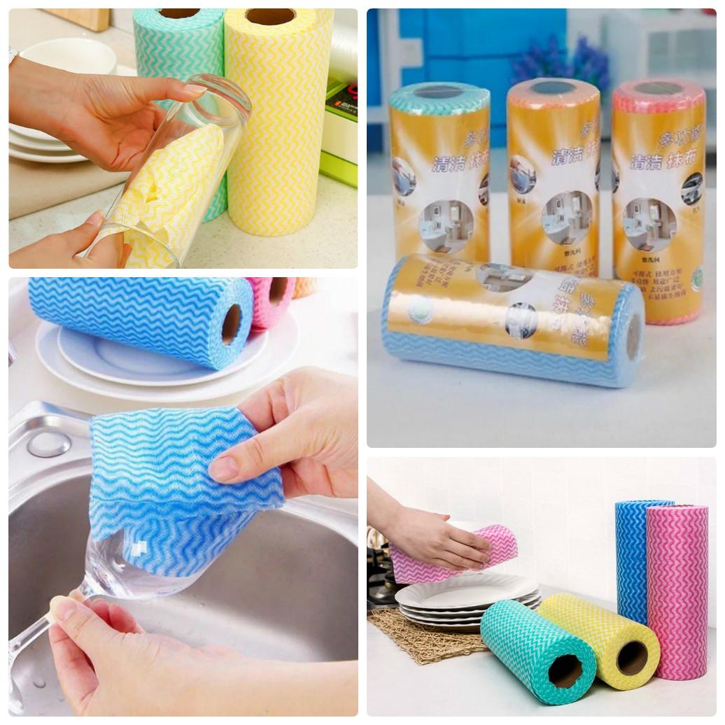 Cuộn giấy vải lau đa năng - vải không dệt - màu ngẫu nhiên