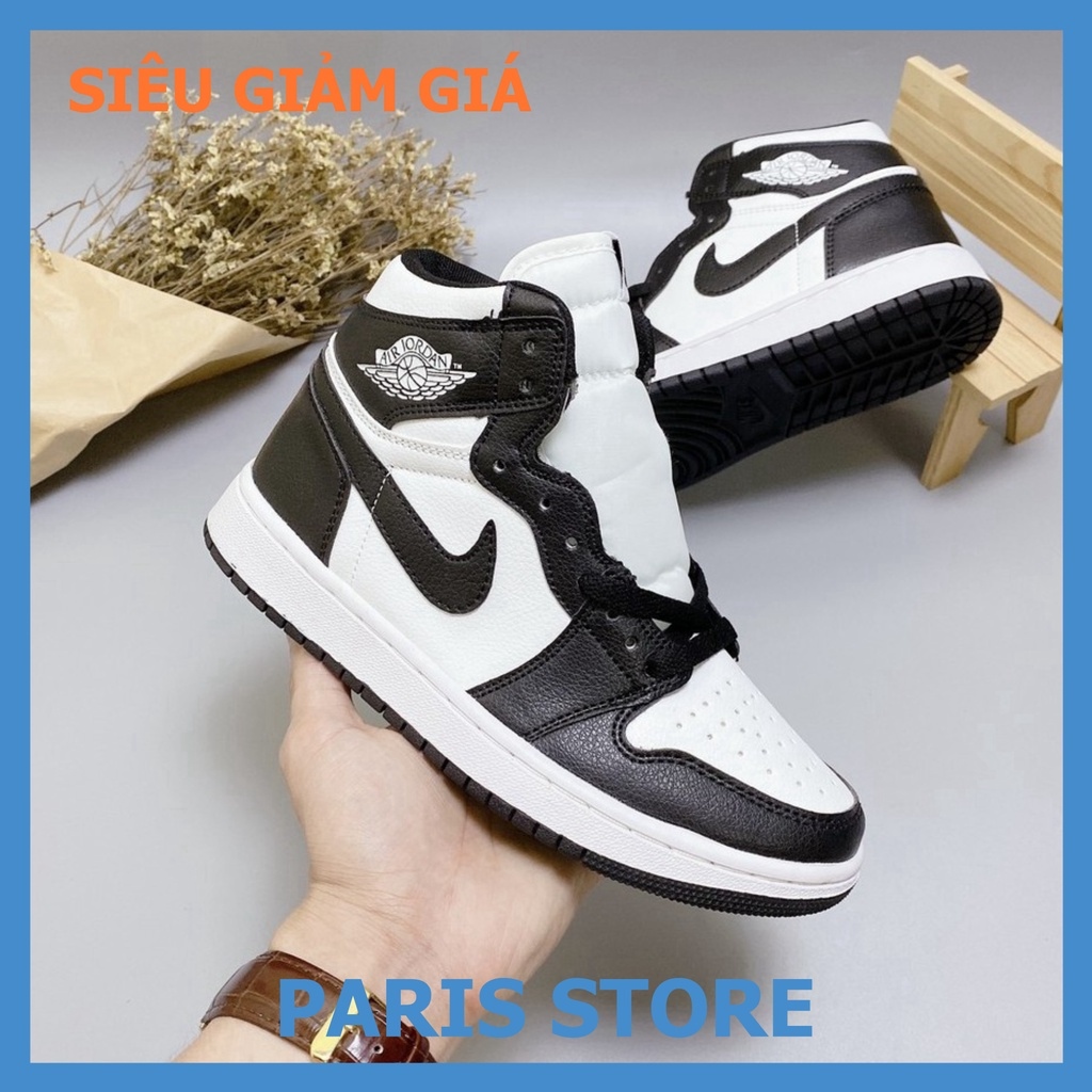 {HOT} Giày Jordan Cổ Cao Sneaker Giày Jordan 1 Panda Đen Trắng Full Box Bill