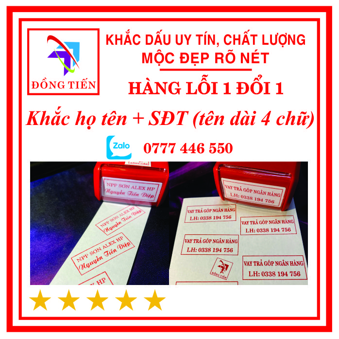 [HCM]Con dấu khắc dấu theo tên 2 dòng sdt - tên dài 4 chữ sdt