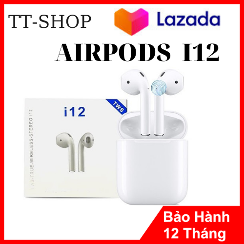 Tai Nghe Bluetooth 5.0 I12 TWS cảm ứng vân tay, có poup kết nối tự động,chống nước,âm thanh cực chất , nghe nhạc 6h liên tục, giảm tạp âm dùng cho iphone, android,pin trâu, Nhiều Mầu Sắc,Kiểu Dáng Thể Thao,BH 12 Tháng
