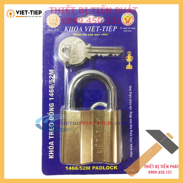  Ổ Khóa Cửa VIỆT TIỆP Treo Đồng 1466 52M Cao Cáp 5 Phân  Chính Hãng  