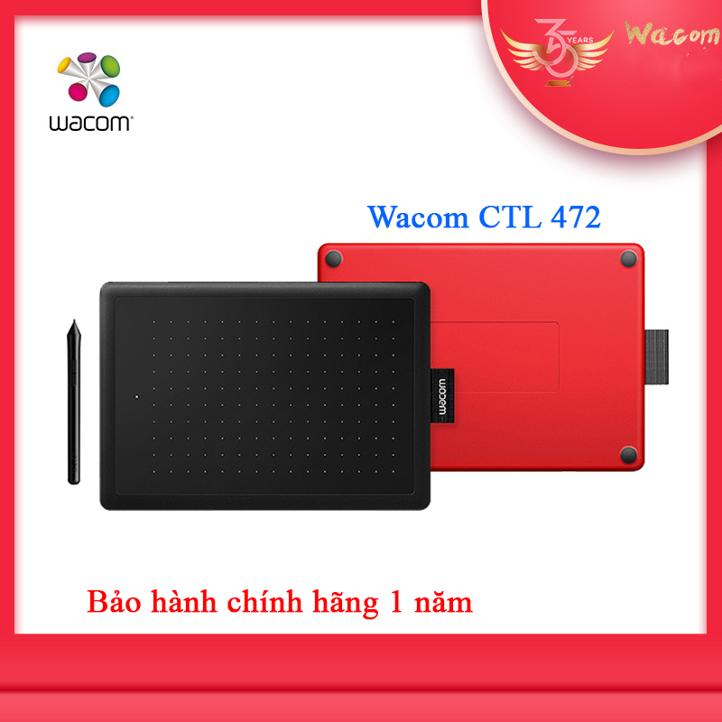 Bảng vẽ đồ họa Wacom CTL 472 chuyên dùng cho thiết kế đồ họa, dùng cùng với các phần mềm photoshop màu đen đỏ cao cấp