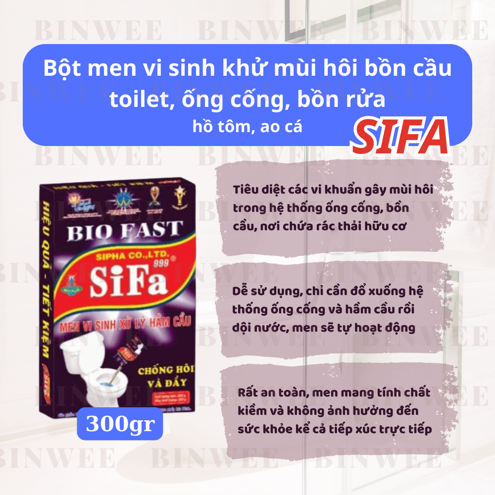 Men vi sinh khử mùi toilet bồn cầu chống mùi hôi cống bể phốt men vi sinh khử mùi Bio Fast 300g Sifa