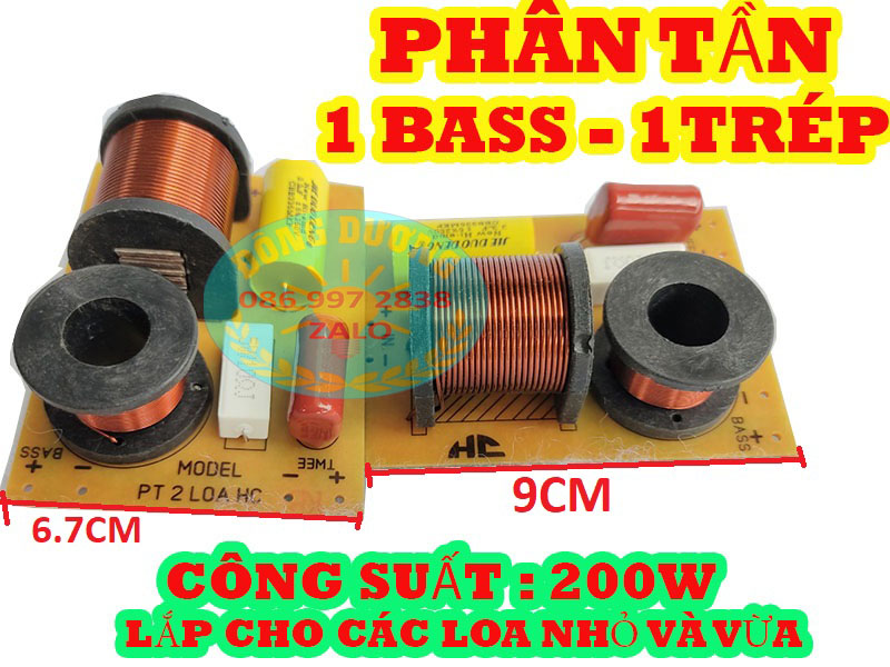 Phân tần 2 loa ad - lắp 1 bass - 1 treble - giá hai mạch