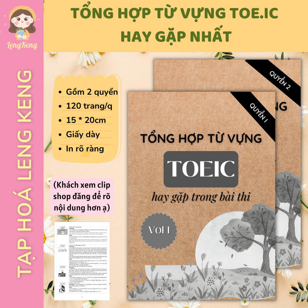 🌈 Từ Vựng TOE.IC hay gặp nhất - Hình ảnh minh hoạ, ví dụ dịch nghĩa