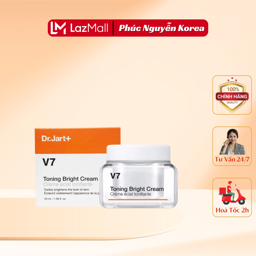 Kem Dưỡng Trắng Da V7 Toning Bright Cream Hàn Quốc, Hũ 50Gr Dưỡng Trắng Căng Bóng, Nâng Tone Che Khuyết Điểm - Phúc Nguyễn Korea