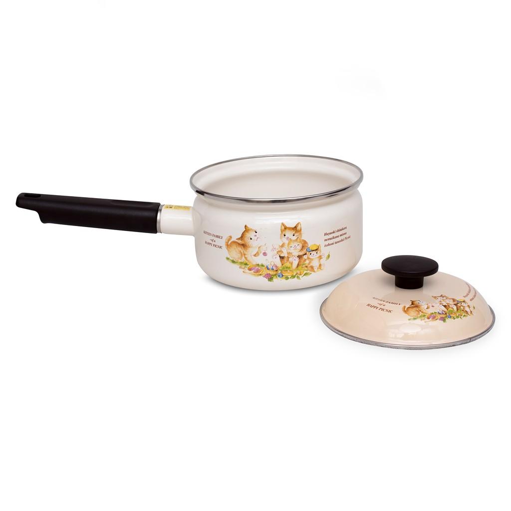 Quánh chống dính Fujihoro tráng men Nhật Bản (Hoa Văn Con Mèo) 16cm Kit-300