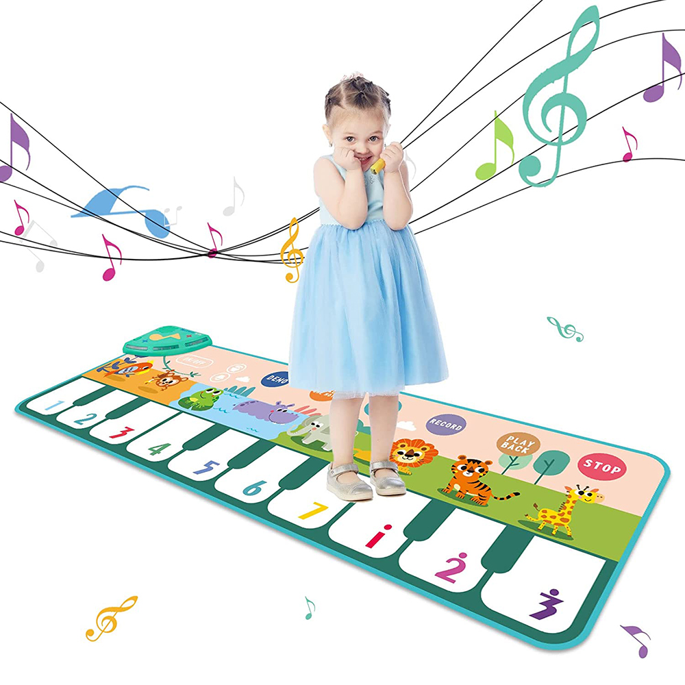 Coolplay 110x36cm âm nhạc đàn Piano Mat cho trẻ em trẻ mới biết đi Sàn Bàn phím Dance mat với 8 động vật âm thanh bé Mat Đồ chơi giáo dục