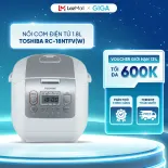 Nồi cơm điện tử Toshiba 1.8 lít RC-18NTFV(W) - Công suất 800W- Hẹn giờ nấu 24h - Giữ ấm lên đến 30h - Bảo hành 12 tháng