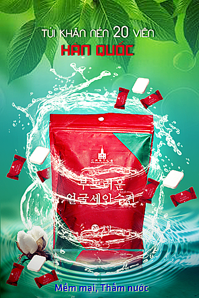 KHĂN NÉN HÌNH VIÊN KẸO HÀN QUỐC Khăn nén, khăn bỏ túi du lịch tiện lợi 20 viên (Loại hình vuông)