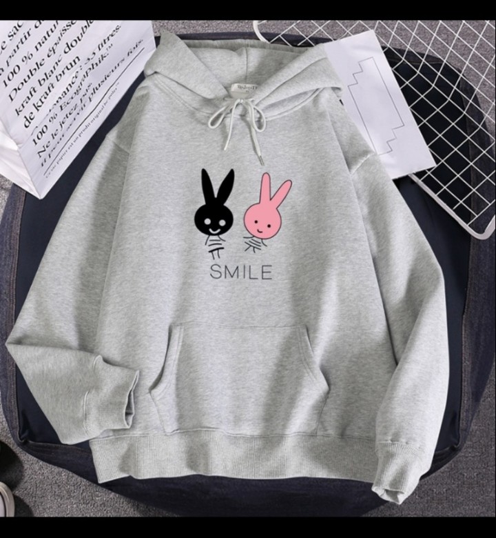 Áo hoodie thỏ smile chất nỉ bông dày siêu ấm 60