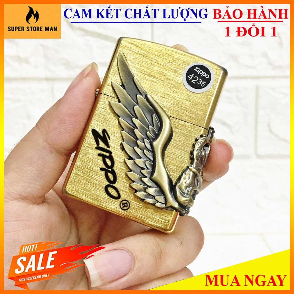 [HCM][HÀNG HIẾM] – Bật Lửa Hộp Quẹt Zippo Mỹ Mạ Chorme Vân Xước Cao Cấp – Zippo Mỹ Độc Lạ Có Tem Đỏ Vỏ Ruột Trùng Khớp Made In Usa – Hàng Xịn Full Box #KingSkull