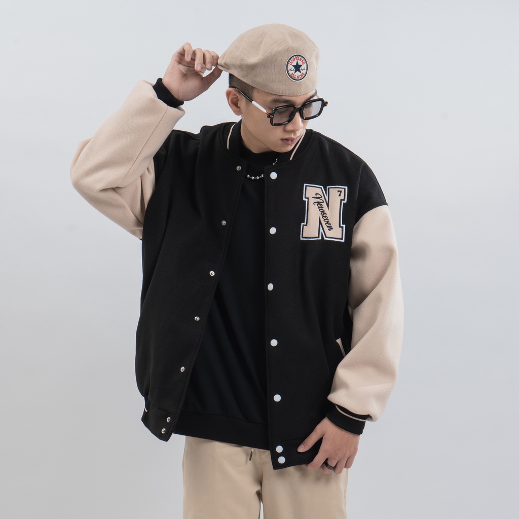 Áo khoác bomber varsity dạ newseven typo jacket v01