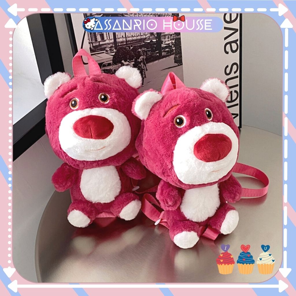 Balo gấu dâu mini cute - balo gấu bông dễ thương d1 hottrend- túi gấu bông asanrio house