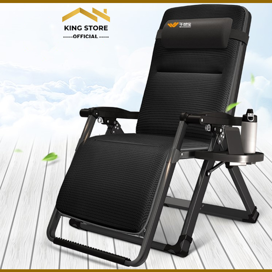 Ghế thư giãn 4D Tặng: Nệm + Khay để cốc, điện thoại - Ghế xếp gấp gọn ngồi đọc sách nằm ngủ khung kim loại điều chỉnh độ ngả gấp gọn tiện lợi