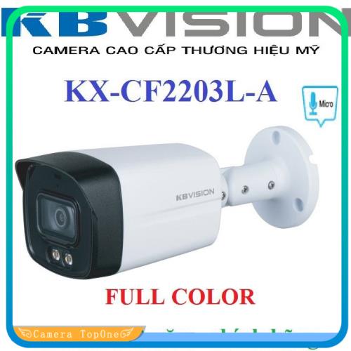 [HCM][NHÀ PHÂN PHỐI BH 2 NĂM FREESHIP 20K]Camera KBVISION 4 in 1 2MP KX-CF2203L-A FULL COLOR tích hợp micro - Camera ngoài trời chống ngược sáng chống nhiễu 2D-DNR có màu sắc nét 24/7 với 2 nguồn ánh sáng trắng.