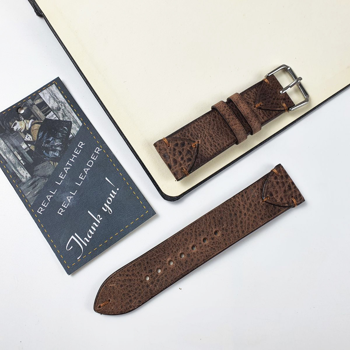 Dây đồng hồ handmade da bò sáp al115ld size 20/size 22 - 100% da bò thật, bh 3 năm