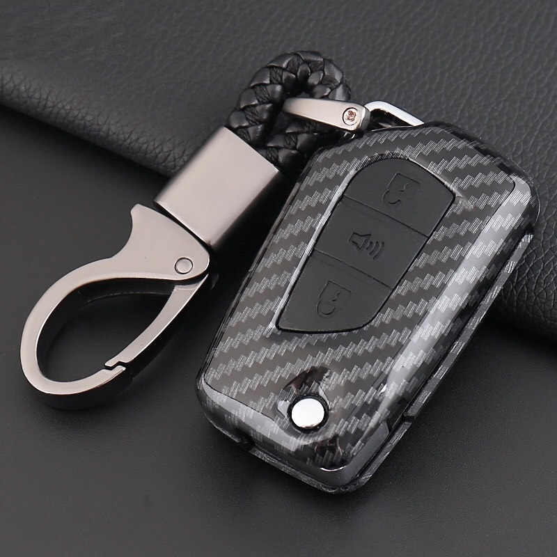 Ốp chìa khóa,Bao da chìa khóa, ốp khóa carbon, bọc chìa khóa móc khóa ô tô dùng riêng cho xe Toyota Altis Wigo Innova Fortuner