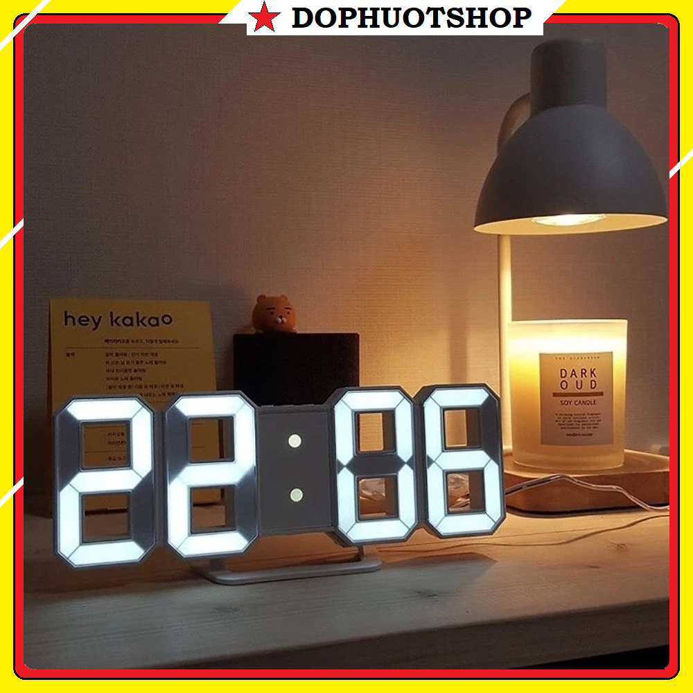Đồng hồ led 3d decor độc đáo, đồng hồ để bàn, treo tường hiện đại