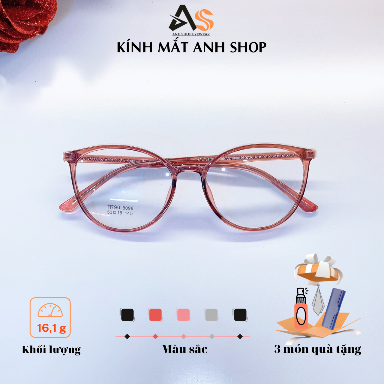 [3-5/8 Hoàn Tiền 25%] Gọng kính mắt mèo nhựa cốt kim loại bền 8099A