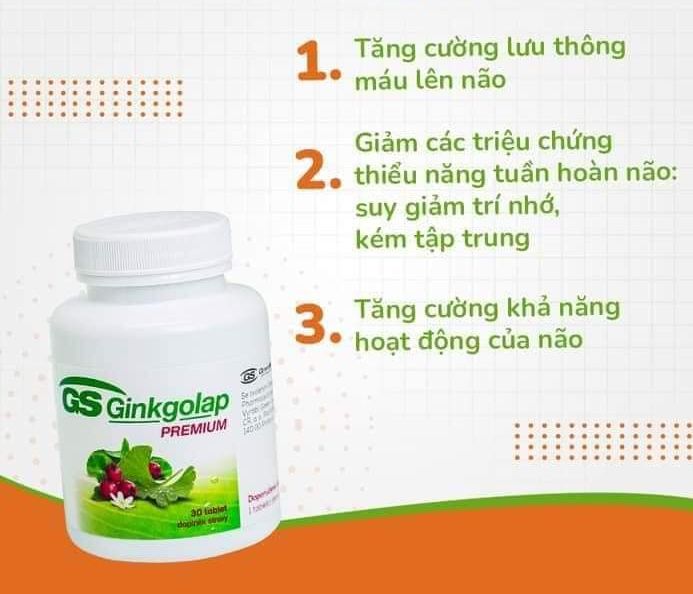 VIÊN UỐNG GS Ginkgolap Premium - Tăng cường lưu thông máu lên não (Hộp 30 viên.Hỗ trợ giảm các triệu chứng thiểu năng tuần hoàn não: suy giảm trí nhớ & kém tập trung Hỗ trợ tăng cư ờng khả năng hoạt động của não