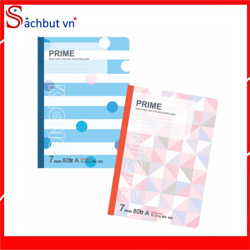 Vở kẻ ngang Prime - 80 trang; MS: 892. Ruột vở in offset sắc nét với các dấu chấm xác định tọa độ thuận lợi cho việc dựng hình, vẽ kỹ thuật.