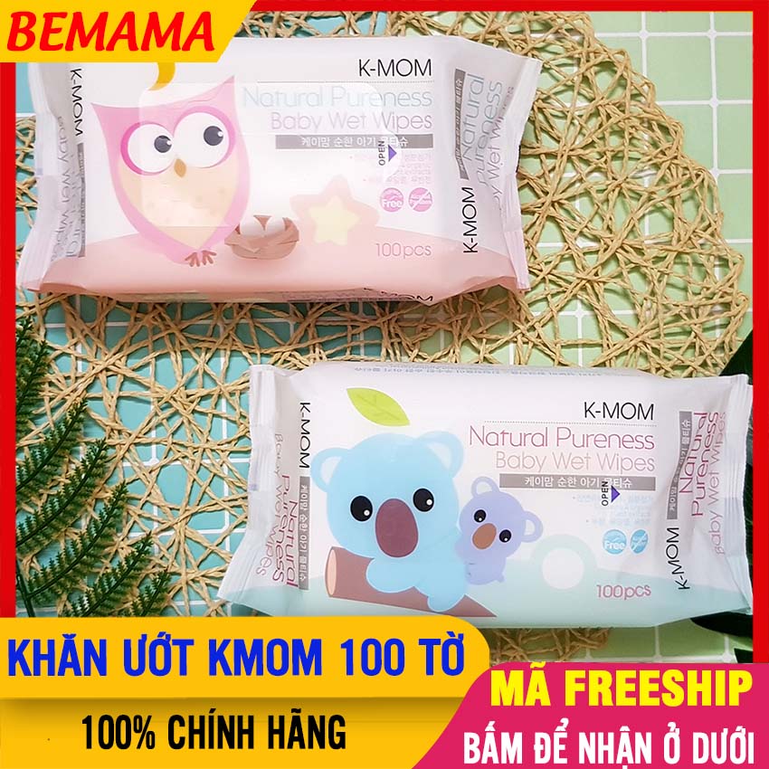 Khăn giấy ướt sơ sinh kmom chất liệu sợi cotton tự nhiên, an toàn, siêu mềm - khăn giấy ướt cho bé, khăn ướt giấy lụa, khăn ướt cồn, khan uot bemama - khan giay uot kmom - 8809323131109