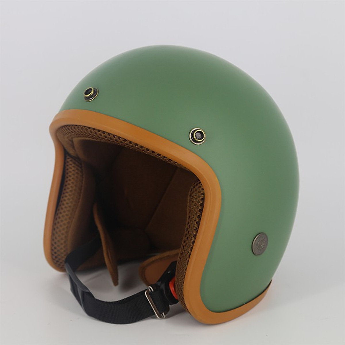 Nón bảo hiểm 3/4 đầu lót màu nâu nhiều màu tặng kèm lưỡi trai tháo rời FREE SIZE UNISEX.