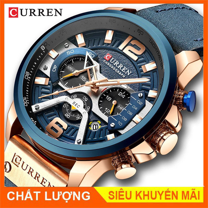 Đồng hồ nam curren 8329 dây da máy quartz chống thấm nước, đồng hồ thể thao nam curren 8329 - bh 12 tháng