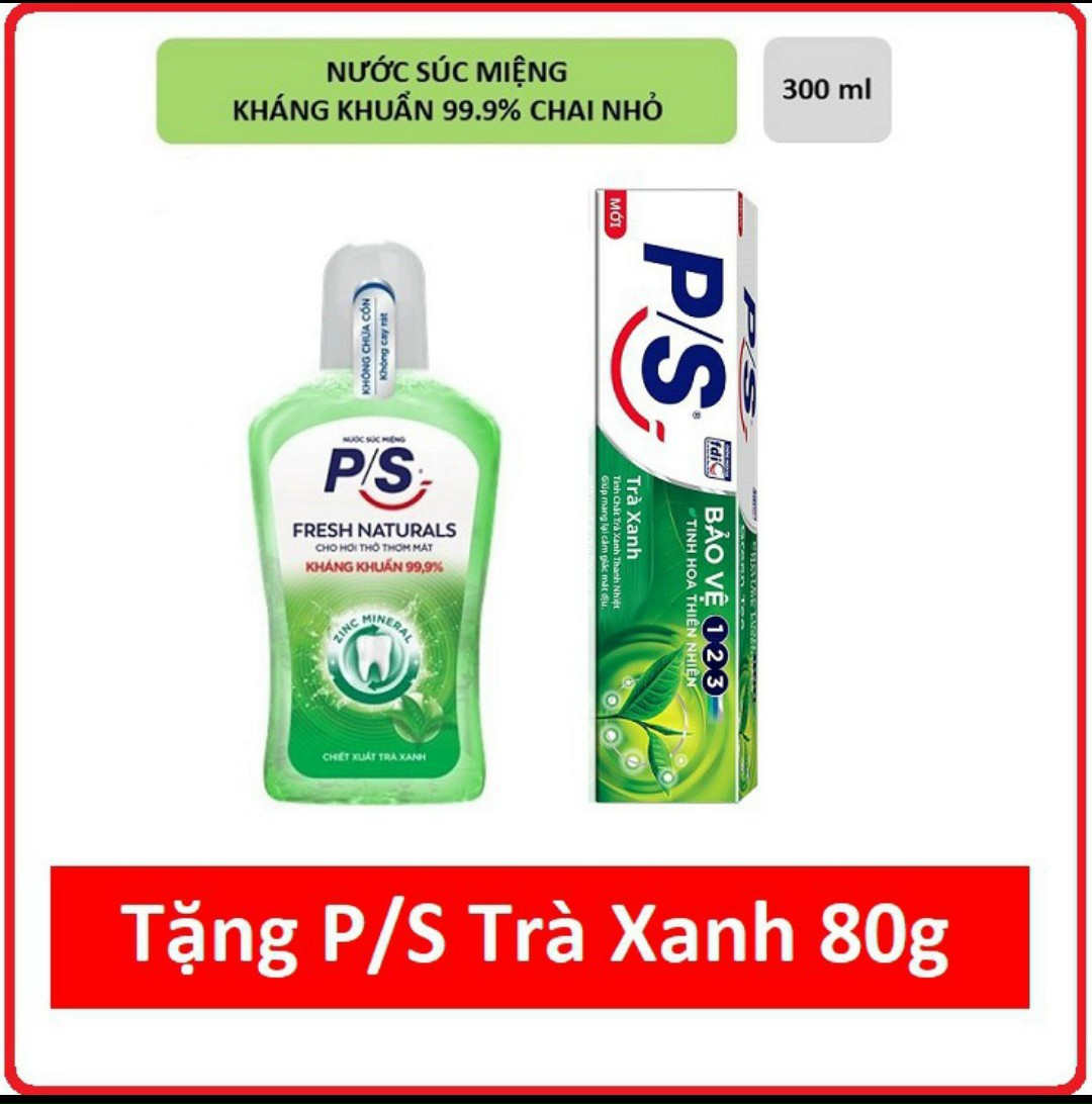 Mua 1 tặng 1 - nước súc miệng ps 300ml tặng 1 kem đánh răng 80g