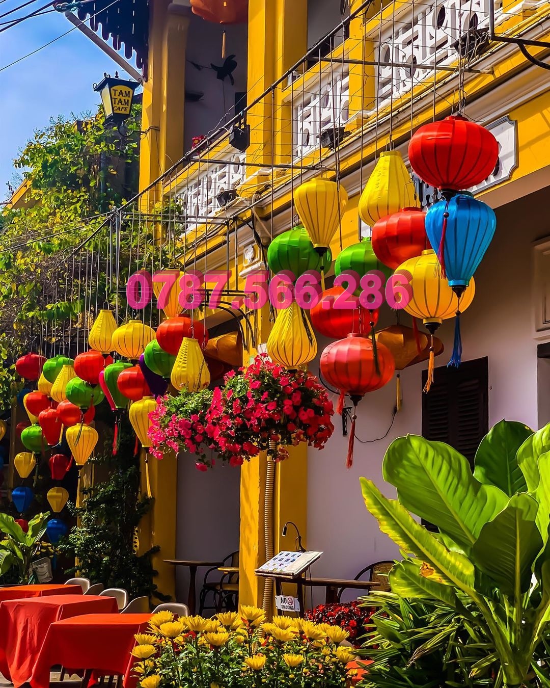 Combo 10 đèn lồng hội an phi bóng trang trí ngoài trời lh 0787566286