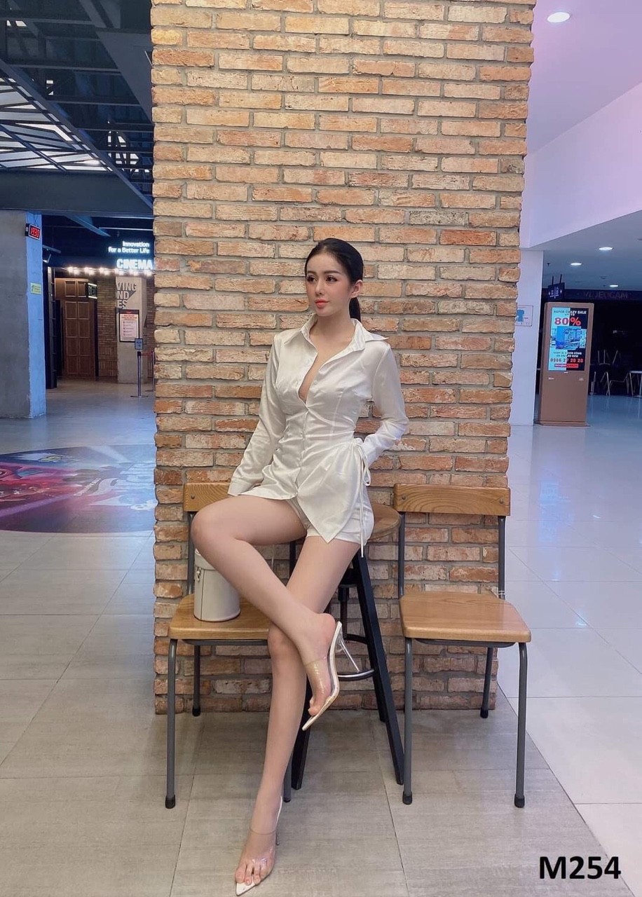 Sét sơ mi lụa rút dây kèm quần