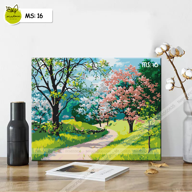 Tranh tô màu theo số vẽ đường xuân T16