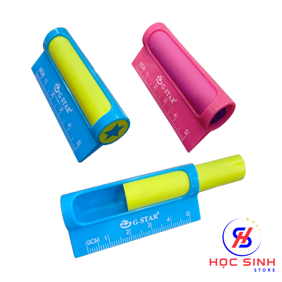 Gôm tẩy chì tích hợp thước kẻ 5cm gstar e003 dạng ống cao cấp