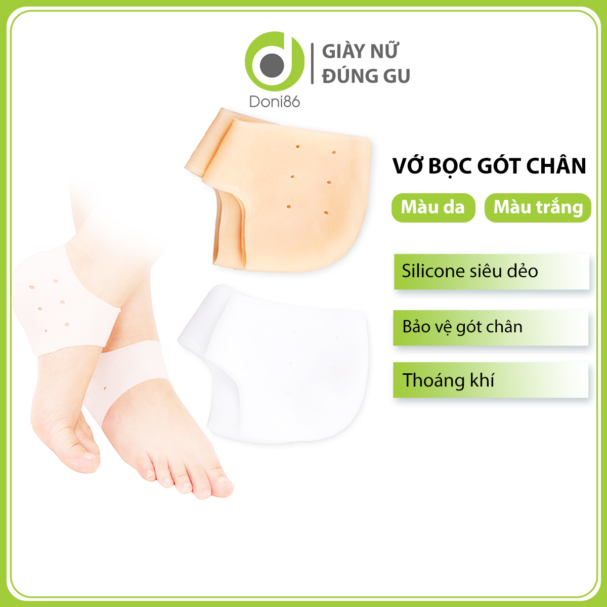 [HCM]Combo 5 cặp Vớ bọc gót chân silicone chống nứt nẻ chống bong tróc da và giúp làm hồng gót sen - PK68-5