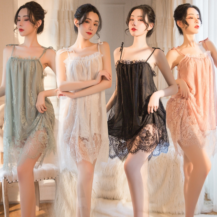 Đầm ngủ vải voan ren mềm 2 dây lớp cao cấp mềm mát mịn quyến rũ cp028